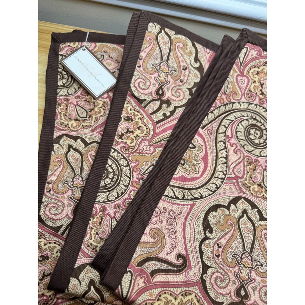 3 Custom‎ Designer Euro Pillow Shams Waverly Paddock Shawl Mocha Paisley 28x31"